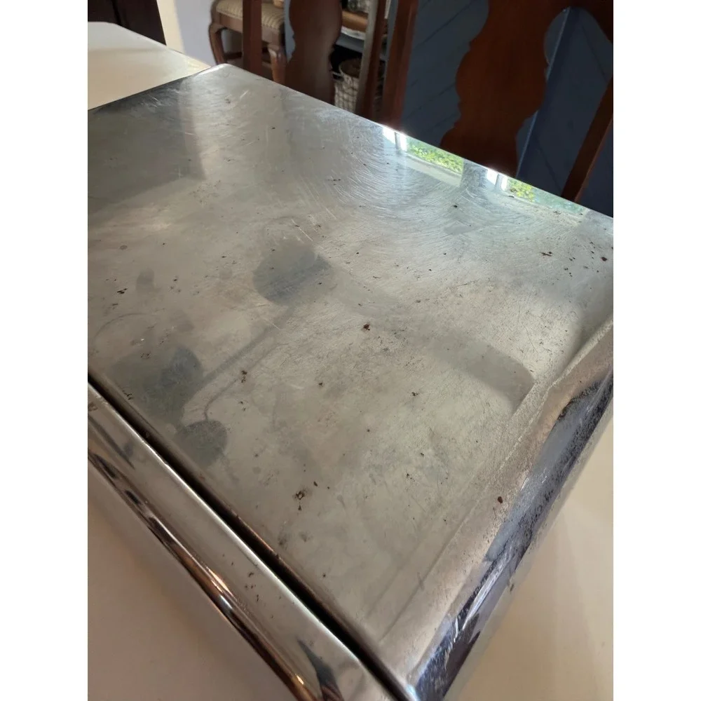LINCOLN BeautyWare Bread Box Chrome Vintage MCM Kitchen Storage Silver Fair
